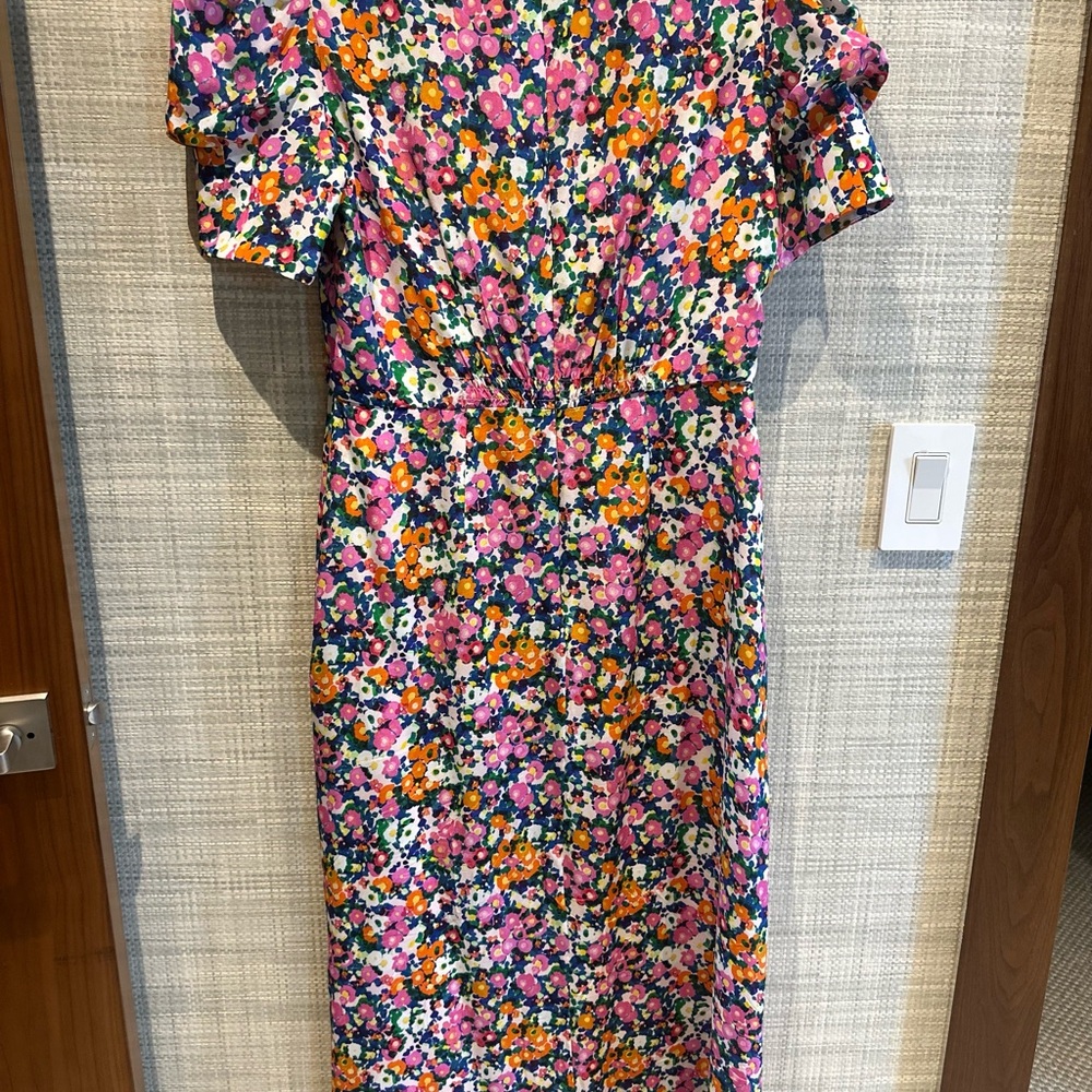 SALONI Pink and Red Puff Sleeve Midi Dress - Picture 8 of 10